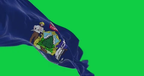 Maine state flag waving isolated on green screen Stock Footage 258924765