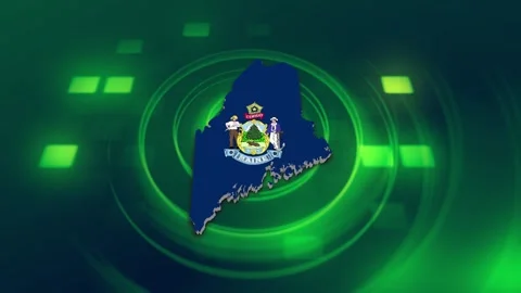 Maine State Map and Flag Background Stock Footage 344648107