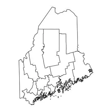 Maine state map with counties. Vector illustration. Stock Illustration