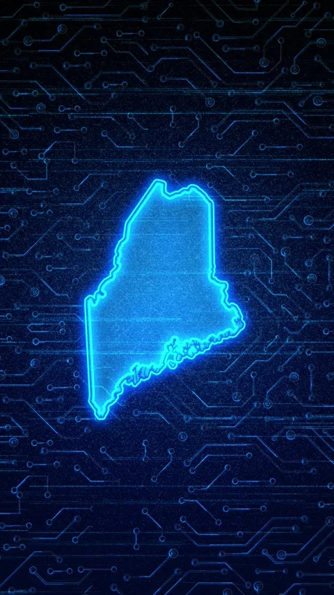 Maine State Map Digital Technology Opener Stock-Footage 336391072