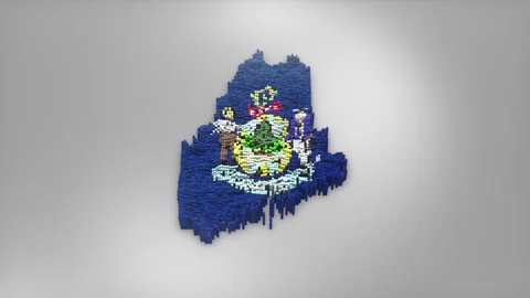 Maine State Map with Flag Intro Background Stock Footage 315165951