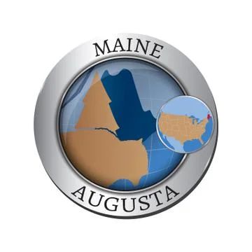 Maine state with pine tree badge イラスト素材