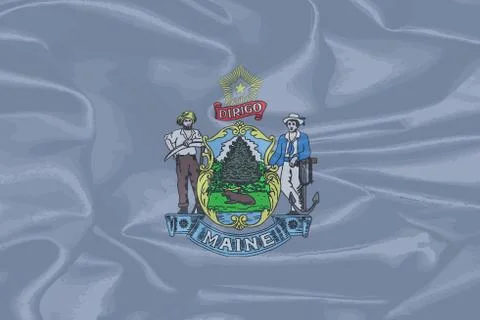 Maine State Silk Flag Stock Illustration