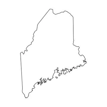 Maine, state of USA - solid black outline map of country area. Simple flat Ilustração Stock