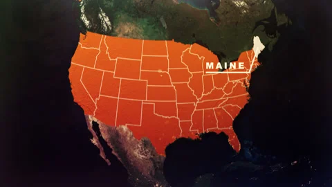 Maine US State Satellite Map Animation V1 Video stock 303743290