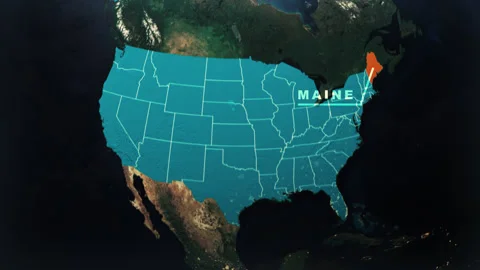 Maine US State Satellite Map Animation V2 Stock Footage 309089788
