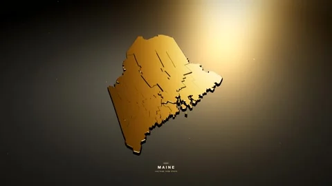 Maine USA 3D state map in gold style Vídeos de archivo 341171995