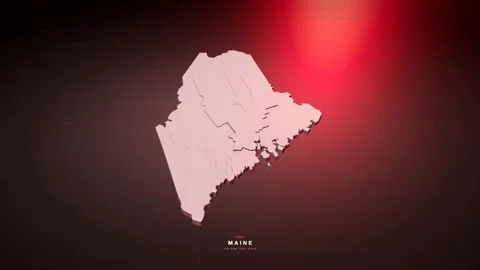 Maine USA state map in bold red style Stock Footage 340772621