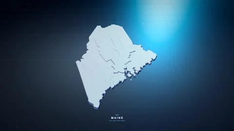 Maine USA state map with glowing tech digital network style Stock Footage 340613998
