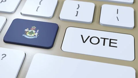 Maine Vote in State. State Flag and Button 3D Animation Stock Footage 270358813