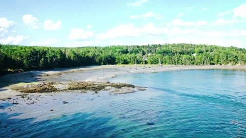 Maine's Tidal Wonder- A Drone's Eye View of Mudflats Video stock 243912428
