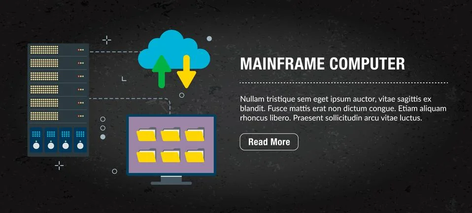 Mainframe computer concept banner for internet. Stock Illustration
