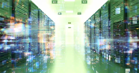 Mainframe computer room with futuristic ai processing power. Stock Footage 337179560