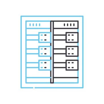 Mainframe computer server line icon, outline symbol, vector illustration Stock Illustration