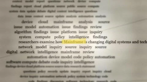 Mainframe computer technology and digital strategy report Stock-Footage 347430362
