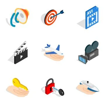 Mainframe icons set, isometric style 库存插图