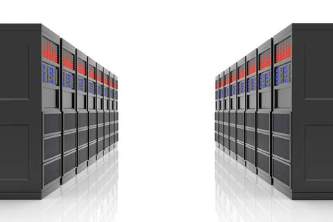 Mainframe isolated on white background. 3D rendering. Stock Illustration