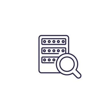 Mainframe or server search, line icon on white イラスト素材