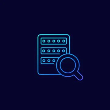 Mainframe or server search, linear icon Stock Illustration