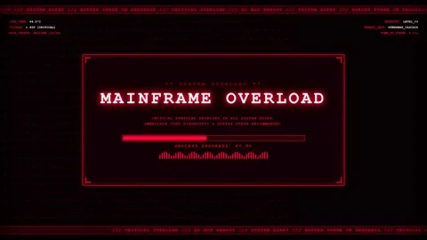 Mainframe Overload Critical System Failure Red Alert Server Meltdown Animation. Stock Footage 347439600