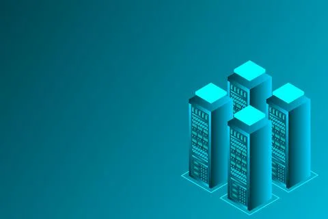 Mainframe, powered server, high technology concept, data center, cloud data s Stock Illustration