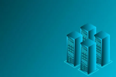 Mainframe, powered server, high technology concept, data center, cloud data s Illustrazione stock