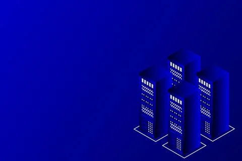 Mainframe, powered server, high technology concept, data center, cloud data s Illustrazione stock