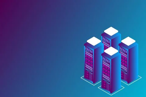 Mainframe, powered server, high technology concept, data center, cloud data s Illustrazione stock