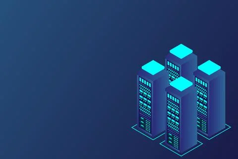 Mainframe, powered server, high technology concept, data center, cloud data s Stock Illustration