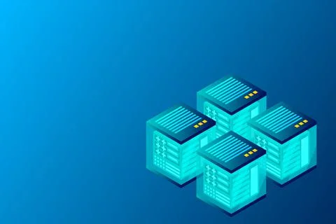 Mainframe, powered server, high technology concept, data center, cloud data s Stock Illustration