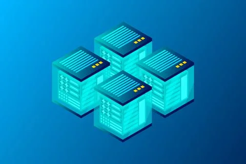 Mainframe, powered server, high technology concept, data center, cloud data s 库存插图