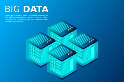 Mainframe, powered server, high technology concept, data center, cloud data s Stock Illustration