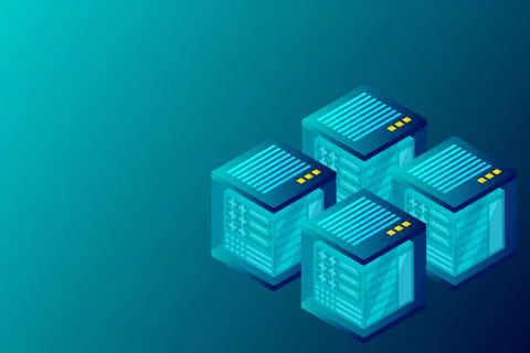 Mainframe, powered server, high technology concept, data center, cloud data s Illustrazione stock