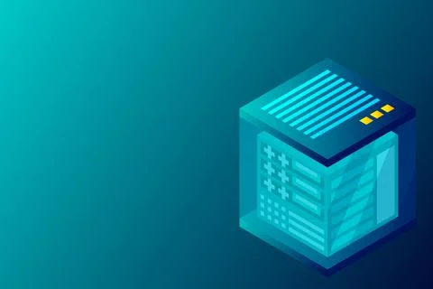 Mainframe, powered server, high technology concept, data center, cloud data s Illustrazione stock