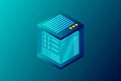 Mainframe, powered server, high technology concept, data center, cloud data s Stock Illustration