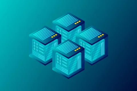 Mainframe, powered server, high technology concept, data center, cloud data s Illustrazione stock