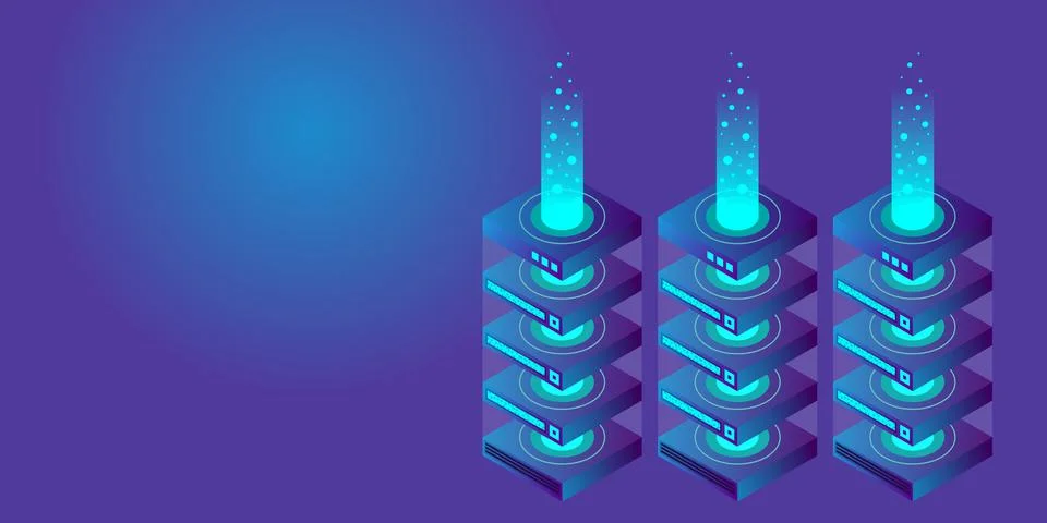 Mainframe, powered server, high technology concept, data center, cloud data s Illustrazione stock