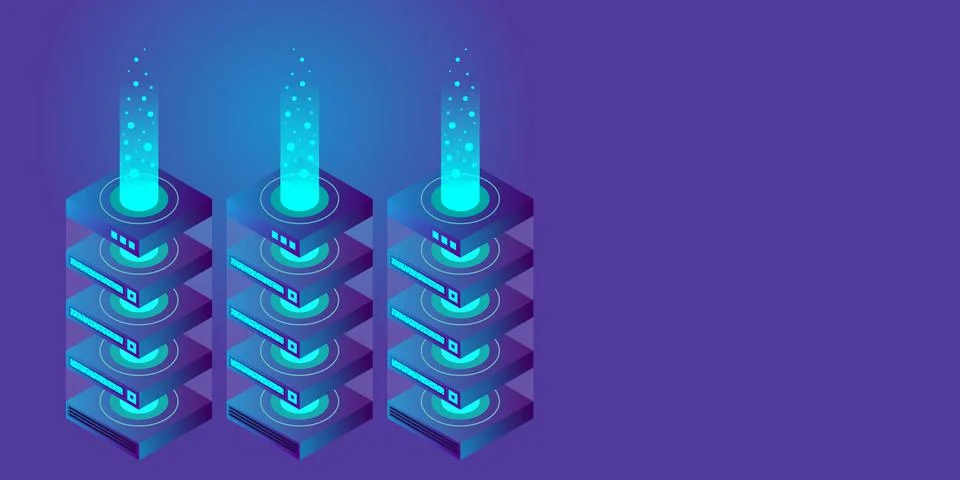 Mainframe, powered server, high technology concept, data center, cloud data s 스톡 일러스트
