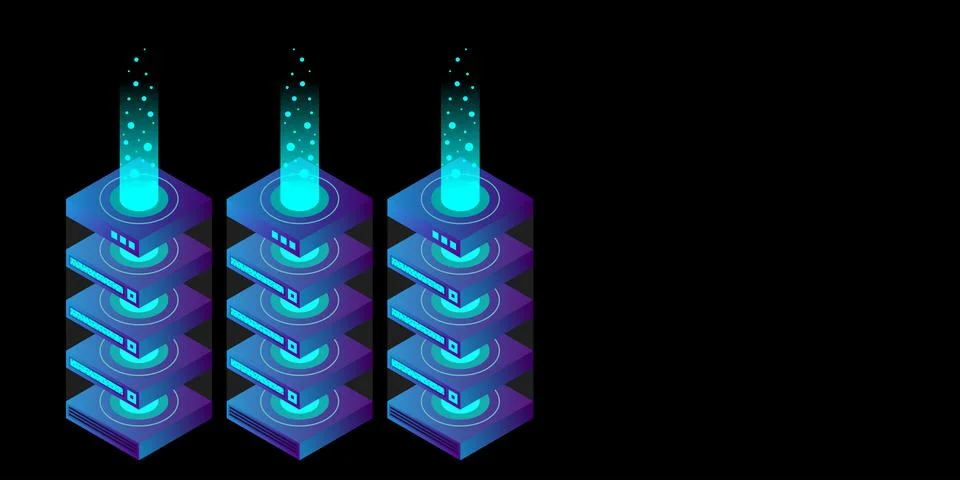 Mainframe, powered server, high technology concept, data center, cloud data s 스톡 일러스트