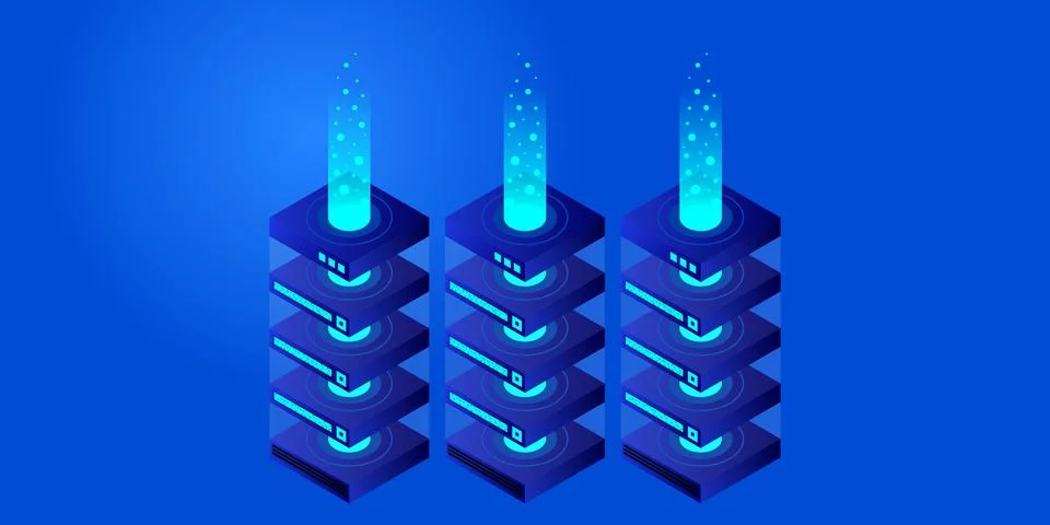 Mainframe, powered server, high technology concept, data center, cloud data s Stock Illustration