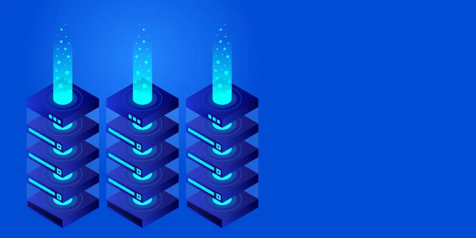 Mainframe, powered server, high technology concept, data center, cloud data s Stock Illustration