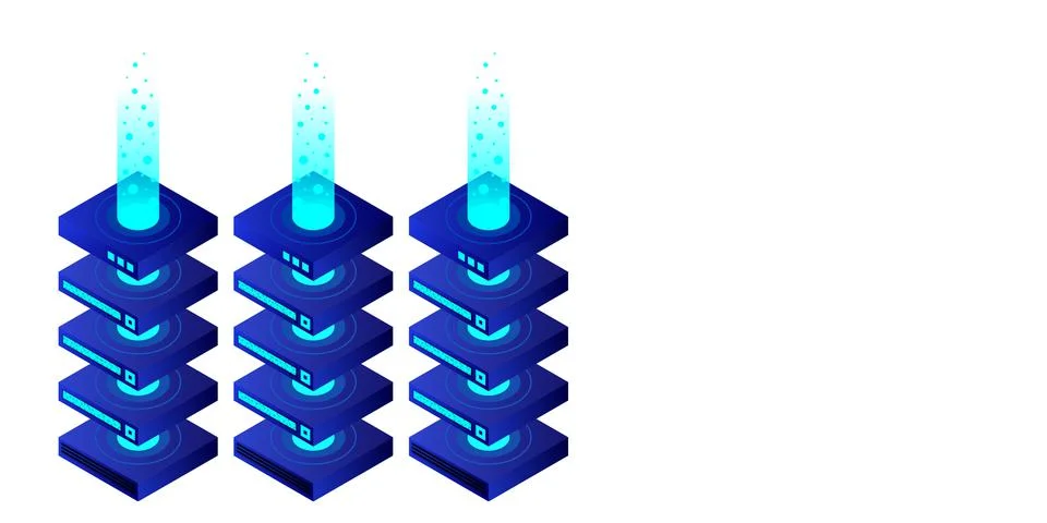 Mainframe, powered server, high technology concept, data center, cloud data s 스톡 일러스트