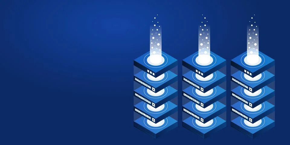 Mainframe, powered server, high technology concept, data center, cloud data s Illustrazione stock