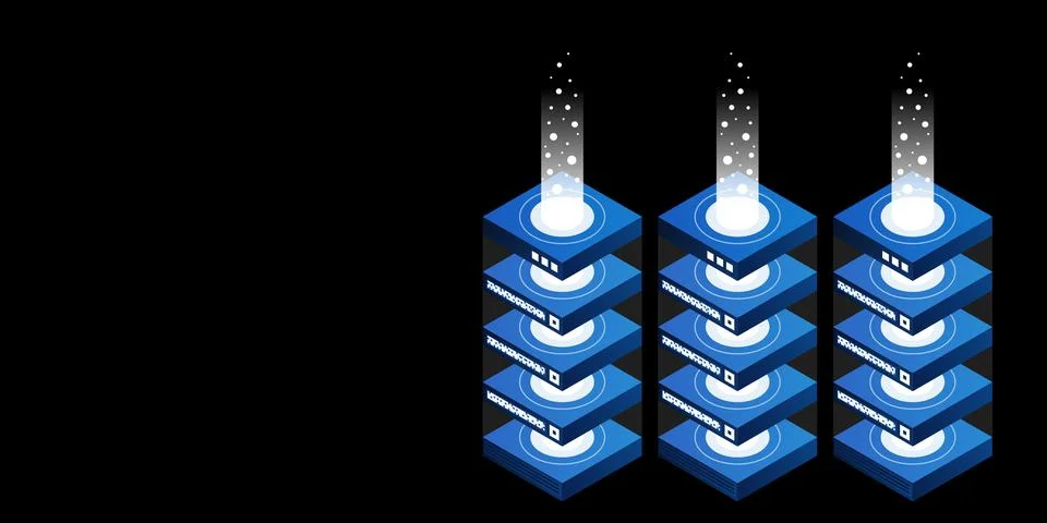 Mainframe, powered server, high technology concept, data center, cloud data s Stock Illustration