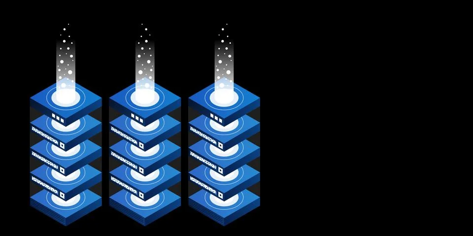 Mainframe, powered server, high technology concept, data center, cloud data s Stock Illustration