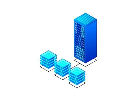 Mainframe, powered server, high technology concept, data center, cloud data s Illustrazione stock