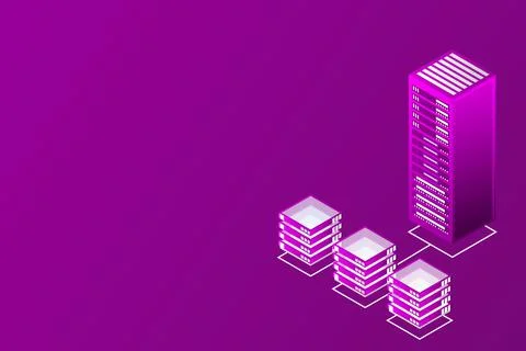 Mainframe, powered server, high technology concept, data center, cloud data s Stock Illustration