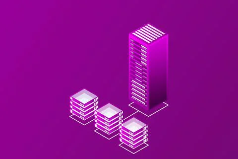 Mainframe, powered server, high technology concept, data center, cloud data s Stock Illustration