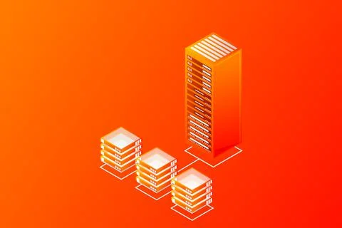 Mainframe, powered server, high technology concept, data center, cloud data s 스톡 일러스트