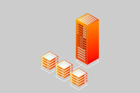 Mainframe, powered server, high technology concept, data center, cloud data s Stock Illustration